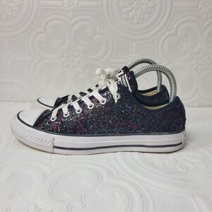 Converse All Star Low Top Glitter Sneakers Womens Size 7 Sparkle Shoes